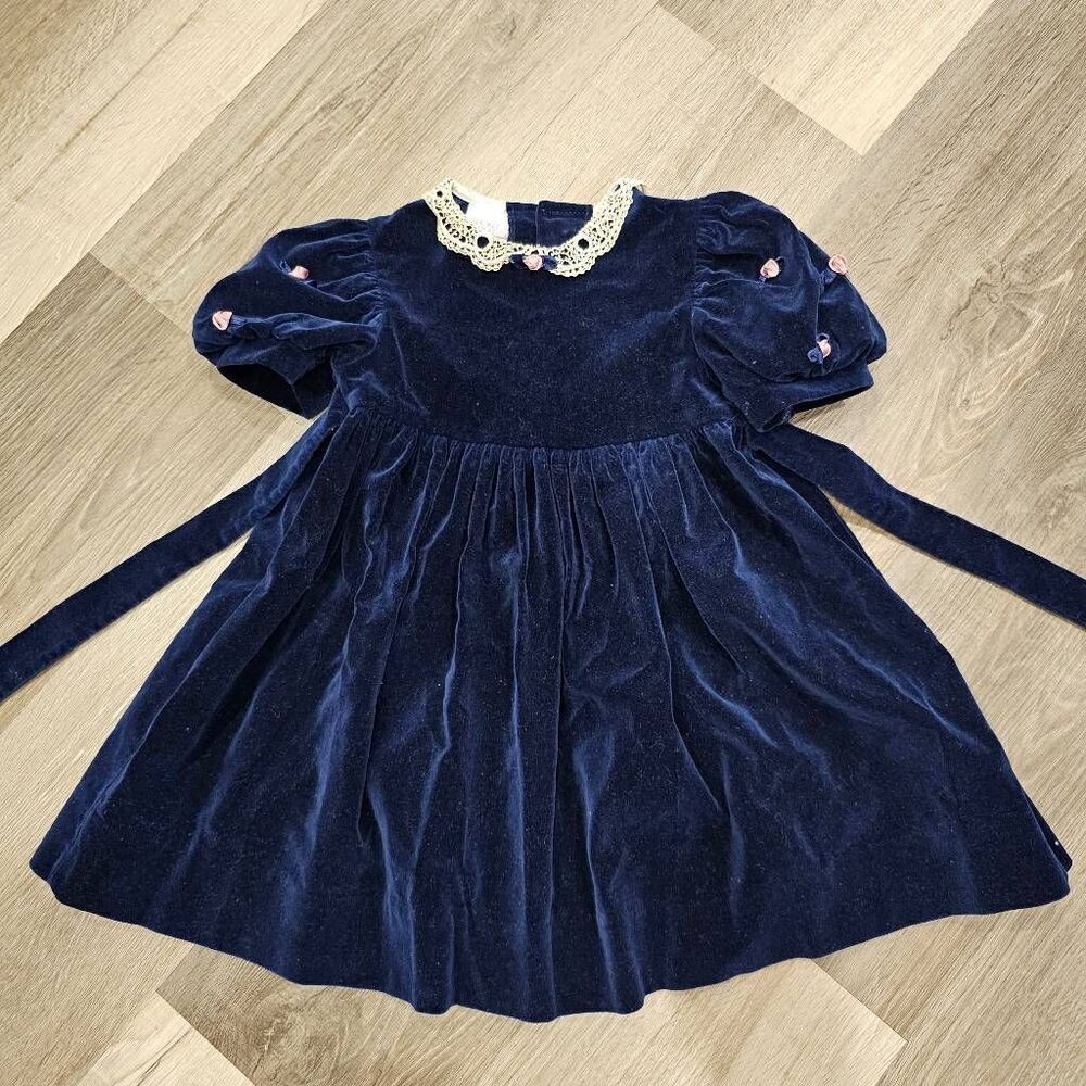 Polly Flinders 2T Girls Velvet Vintage Dress